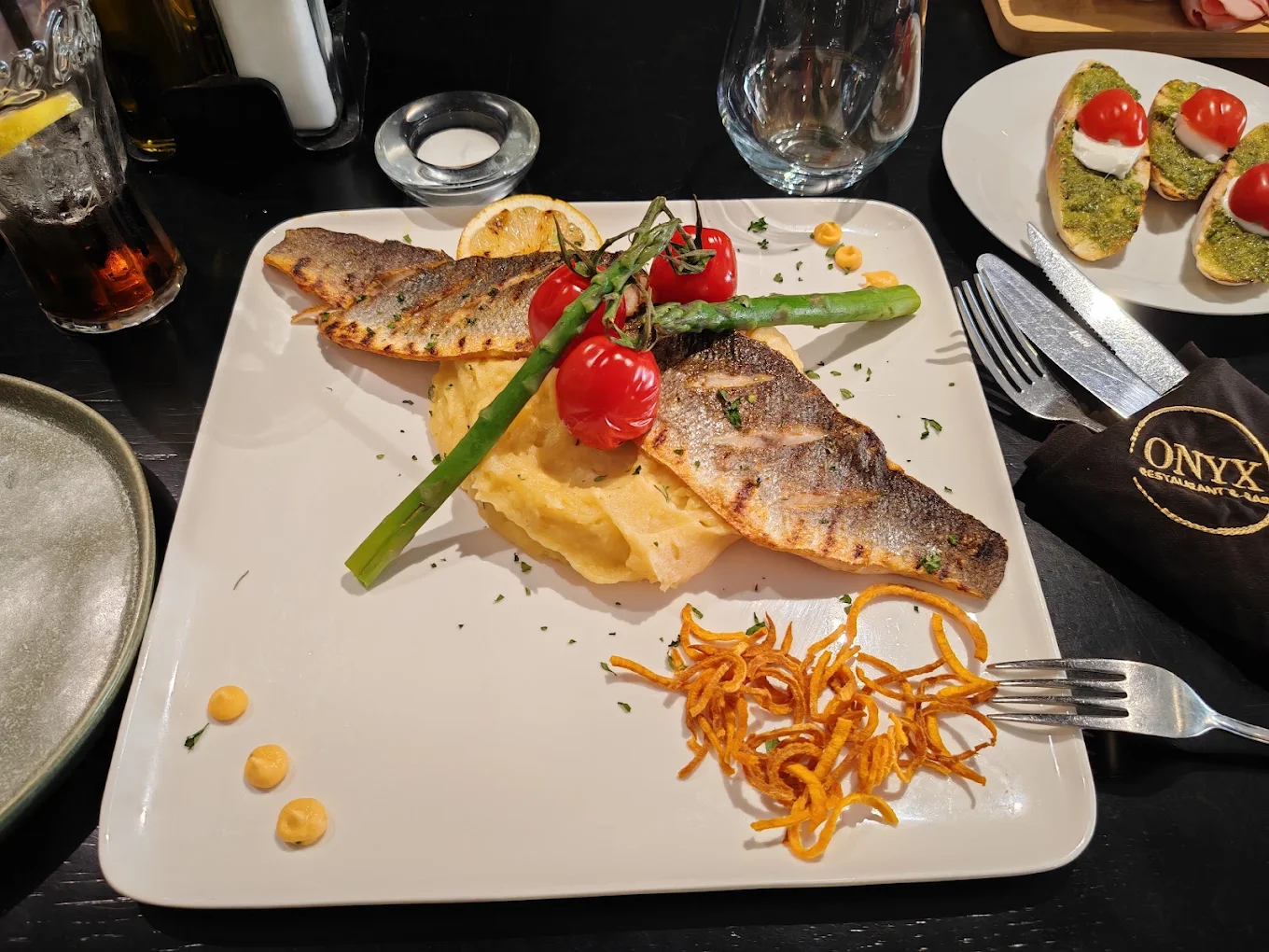 Seabass main course with vegetables